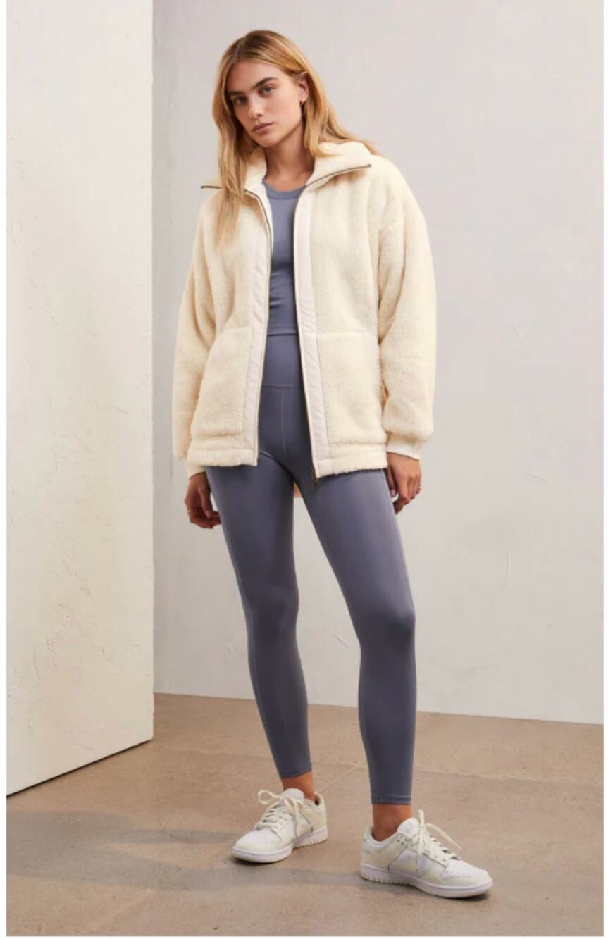 Z SUPPLY Active Highest Peak Plush Sherpa Ivory Full Zip Jacket // S